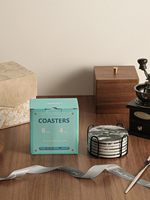Sous-verres absorbants avec support, lot de 6, en céramique style marbre avec support en liège, pour tables de bar à café et dessus de table en verre