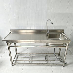 Lavello da <span class=keywords><strong>Cucina</strong></span> Autoportante in Acciaio Inox Grande 160x60cm con Piano di Lavoro, Vasca Singola per Casa, Hotel, Ristorante, Lavanderia, <span class=keywords><strong>Cucina</strong></span> - Product Image 2