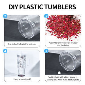 Önceden delinmiş Tumblers çift duvar kar küresi kahve bardağı kapak ve saman ile 40oz plastik kar küresi bardak ön matkap deliği - Product Image 2