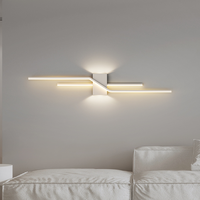 Lampes murales créatives minimalistes pour fond TV, corps en fer long, lampes de chevet LED à intensité variable, contrôle de la luminosité, garantie de 2 ans, acrylique noir