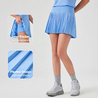 Rok Tenis Wanita Pinggang Tinggi Lipit dengan Celana Pendek Terpadu, Kantong, Kontrol Perut, Cepat Kering, Bernapas, Elastis, Skort Golf Atletik