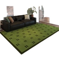 Nouveau tapis de salon moderne en coton vert rétro pour canapés et tables basses motif géométrique zones antidérapantes et nettoyage facile