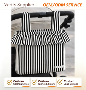 Organisateur de couches pour bébé de haute qualité avec rayures noires personnalisées, sac de rangement pour couches premium pour maman, sac de poussette - Product Image 1