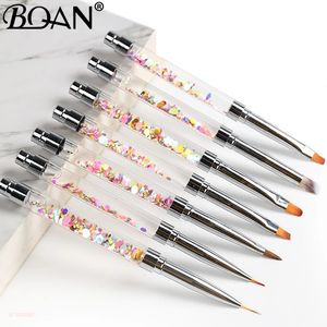 Pinceau à ongles <span class=keywords><strong>BOAN</strong></span> avec manche rose pailleté, pinceau à ongles pour liner, pinceau rond pour gel de manucure - Product Image 4