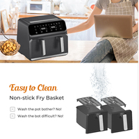 Meilleur produit Friteuse à air numérique intelligente électrique sans huile à double panier carré de 8 L avec panier amovible pour la maison