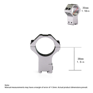 Anneaux de montage BANGBANG - Anneaux de montage 30 mm à double vis pour rail de 11 mm, hauteur centrale de 1,5 pouce (Argent) - Product Image 5