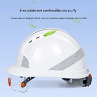 Casque de sécurité à bande réfléchissante Lunettes de protection ABS respirantes Surveillance de chantier Casque de leadership d'ingénierie