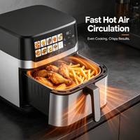 Friteuse à air numérique intelligente moderne, carrée, sans huile, à économie d'énergie, 10-en-1, avec écran, grande capacité 6,5 L