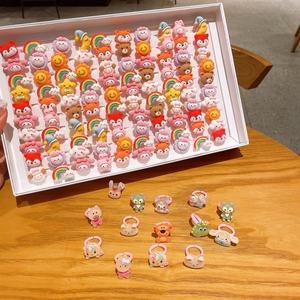 Lot de 100 bagues ajustables en plastique pour enfants, motif dessin animé mignon, fruits assortis, bijoux pour petites filles - Product Image 3