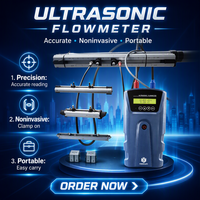 Débitmètre ultrasonique portable à pince de 13 à 6000 mm avec une précision de +/-0,5 %, connectivité 4-20 mA et RS485 pour liquides/eau