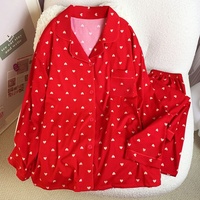 Pyjama à manches longues à imprimé Love, modèles printemps et automne pour femmes, vêtements de maison, tenue de loisirs, photo réelle