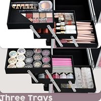Étui de train de maquillage à roulettes, étui de cosmétologie à tiroir, étui de voyage de maquillage à tiroir coulissant pour chariot