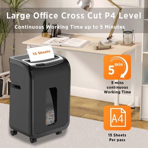 Déchiqueteuse <span class=keywords><strong>de</strong></span> papier professionnelle haute performance OS901-15C, capacité 15 feuilles, coupe croisée, 20L, alimentation automatique, pour bureau - Product Image 5
