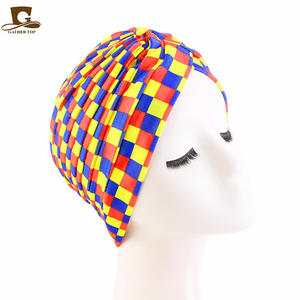 Uding nouvelle couleur imprimé rayé indien populaire turban chapeaux - Product Image 4