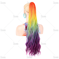 Queue de cheval synthétique colorée de 24 pouces, longue, ondulée, avec pince à griffes, extensions de cheveux bouclés et ondulés – Grande Vente