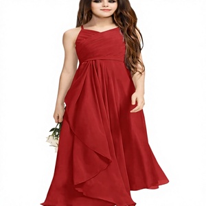 Vestido de Fiesta Largo con Volantes de Gasa para Niñas, Estilo Halter, Línea A, para Damas de Honor, Niñas de las Flores, 100% Poliéster, Marca Imily Bela - Product Image 1