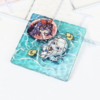 Dessous de verre rond en acrylique impression UV personnalisé pour tasse sur le bureau Dessous de verre en acrylique à sublimation dessin animé mignon avec paillettes à l'intérieur