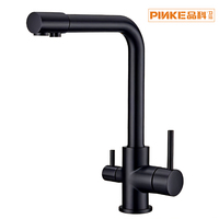 Robinet de cuisine en acier inoxydable 201 noir avec douchette extractible, mitigeur chaud/froid à double poignée, à poser sur comptoir