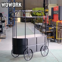 WOWORK usine métal fer détachable fleur bonbons dessert chariot avec roues affichage extérieur toile de fond pour la décoration de fête de mariage