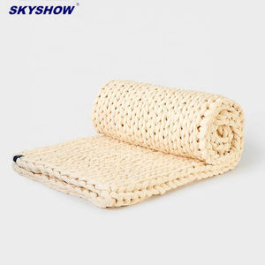 Süper yumuşak özel büyük boy iplik hantal 12lbs to 25lbs İzlanda el tıknaz örgü atmak pamuk nefes ağırlıklı battaniye - Product Image 6