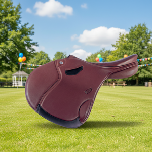 Sella <span class=keywords><strong>da</strong></span> Salto Equestre Elite in Pelle <span class=keywords><strong>Sandra</strong></span> Two con Seduta Profonda e Presa Bilanciata per Salto Ostacoli, Allenamento ed Eventing - Product Image 2