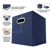 Boîte de rangement rectangulaire pliable en tissu Behome Collection, moderne, écologique, sans BPA, durable, grande capacité, avec poignée pour meubles