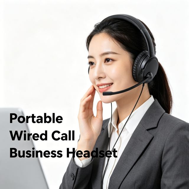 Good Quality Customized Eco-Friendly ENC Noise Reduction 2m Cable Stereo Sound Wired Business Headset for Online Courses