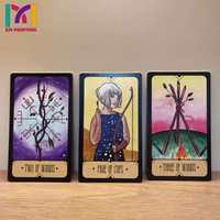 Cartes de tarot et d'oracle personnalisées par le fabricant, boîte imprimée offset de qualité supérieure avec design holographique doré et bords dorés
