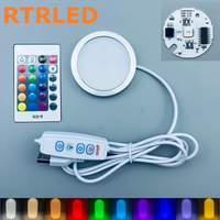 Lumière sous-meuble USB 5V |   Lumière LED Puck RGB + Blanc Chaud |   Luminaire encastré LED pour armoire de cuisine |   Kit de lampe LED ronde LED 001