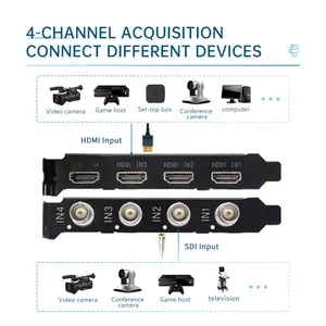 UNISHEEN UC3540S Game Recorder Win10 Linux Streaming Zoom Vmix VJ OBS 4 Channel 1080P 3G SDI Video Capture Card PCIe Box Recorde