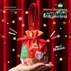 Sacchetti regalo <span class=keywords><strong>di</strong></span> <span class=keywords><strong>Natale</strong></span> a forma <span class=keywords><strong>di</strong></span> <span class=keywords><strong>Babbo</strong></span> <span class=keywords><strong>Natale</strong></span> in velluto stile cartone animato 10x15 cm Confezione regalo piccola per bambini - Product Image 1