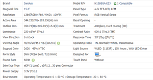 Chất lượng cao innolux N156BGA-E53 15.6 ''inch Màn hình máy tính xách tay <span class=keywords><strong>1366</strong></span>*<span class=keywords><strong>768</strong></span> Độ phân giải 220nits TFT LCD Bảng điều chỉnh cho máy tính xách tay thay thế - Product Image 2