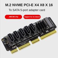 M.2 NVMe PCI-E X4 X8 X16 à pour SATA 5 Port Adaptateur Carte Riser Compatible avec pour SATA III 6 GB/S en Stock