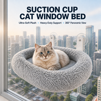 Hamac pour chat à fixer sur fenêtre, lit pour chat à ventouse pour chats d'intérieur, espace de repos ensoleillé, vue sur la ville, siège pour chaton, gris peluche