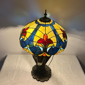 LongHuiJing European Baroque Antique Stained Glass Table Lamp 16 Inch Wide LED Desk <b>Light</b> Simple Eco-Friendly E26 - Product Image 5