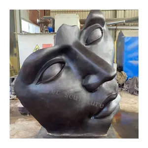 Modern metal art crafts big antique bronze abstract face sculpture for outdoor