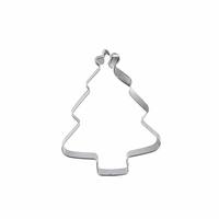 Ensemble de 3 ustensiles de pâtisserie pour Noël : Rouleau à pâtisserie en silicone avec manche en chêne, spatule et emporte-pièces en acier inoxydable en forme d'arbre, avec carte d'illustration