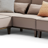 Massivholz rahmen Luxus-Sofa Große Leder gepolsterte Schnitts ofa L-förmige Couch mit extra breiter Chaise Lounge Wohnzimmer