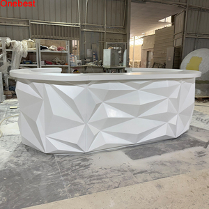 Mostrador de Recepción Redondo de Superficie Sólida para Hospital, Estación de Enfermería, Servicio, Recepción Blanca para Clínica - Product Image 6