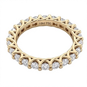 แหวนเพชรแล็บเคลือบทอง 18K 14K แบบซ้อนได้ ประดับเพชรแล็บทรงกลมเจียระไนแบบเหลี่ยมเพชรพลอย วงแหวนเพชรแล็บแบบ Eternity แหวนหมั้นเพชร CVD - Product Image 1