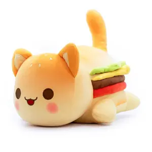 חם למכור ממולא 3D סימולציה חתול לחם המבורגר בפלאש כריות ghost Plushies רך לחם
