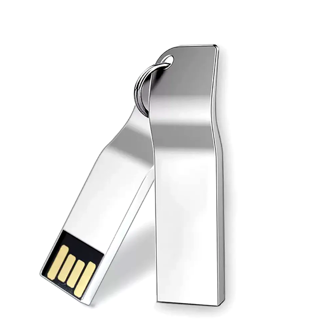 Smooth Wavy Curved Metal USB2.0 Flash Drive With Split Key Ring Custom Laser Logo Portable Pendrive Promotional U Disk