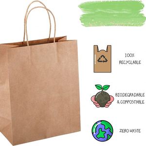 Customizable Size Screen Printed Cotton Rope Handle Eco-Friendly Recyclable Paper Gift <b>Bags</b> for Shopping Party Small Business - Product Image 4