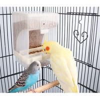Nouveautés Qbellpet : Cage à graines suspendue en plastique acrylique pour perruches, mangeoire automatique pour oiseaux, mangeoire pour perroquets, accessoires pour ara avec support