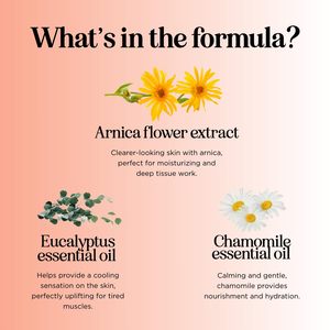 Huile de massage pour le corps à l'extrait d'arnica en marque propre, naturelle, relaxante, hydratante, nourrissante pour les muscles et les articulations endoloris, fraîche - Product Image 4