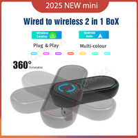 MOOKAKA 2025 nuevo Mini Radio de coche adaptador de cargador de coche inalámbrico 2 en 1 inalámbrico CarPlay USB Dongle Plug and Play