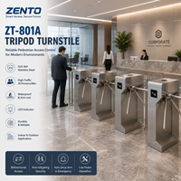 Tornello a tre bracci Zento ZT-801A in acciaio inox 304, cancello di controllo accessi pedonale bidirezionale completamente automatico 30/min, IP54