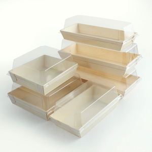 Conteneur alimentaire jetable biodégradable en bois pour bento, boulangerie, sushi, fruits, traiteur, préparation de repas, emballage à emporter avec revêtement UV - Product Image 1