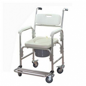 Aluminum Alloy <b>Commode</b> <b>Chair</b> With Wheels For Elderly And Pregnant Women Shower <b>Chair</b> Toilet <b>Chair</b> White - Product Image 3