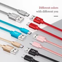 Pengisian cepat 1m USB tipe-c kabel mikro kain nilon kepang Data sinkronisasi pengisi daya ponsel USB mikro tipe-c pengisian ponsel